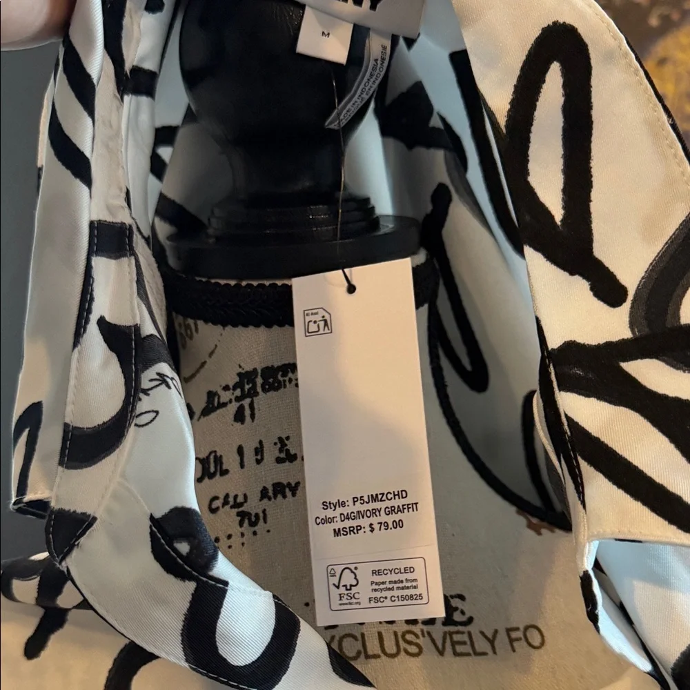 DKNY White and Black Heart Pattern Blouse - Picture 11 of 16